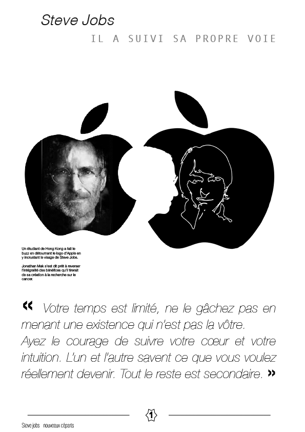 discours de steve jobs noir et blanc